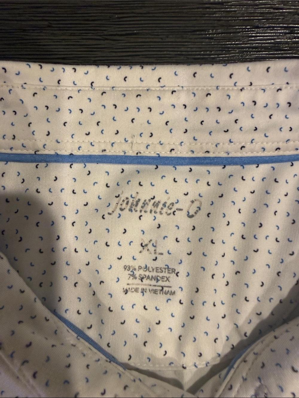 TPC Sawgrass - johnnie-O White Polo with Blue Microprint - Picture 2 of 4